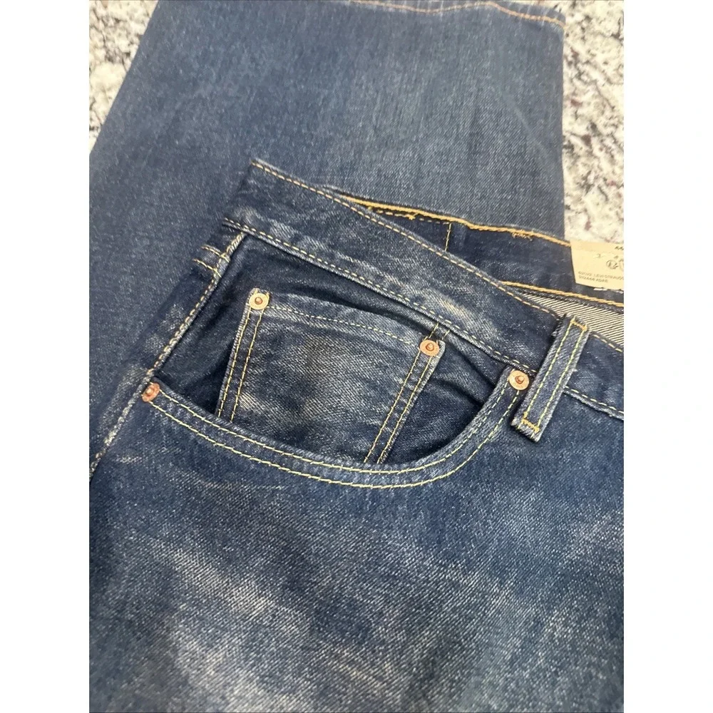 New Levi's 501 Original Button Fly Straight Jeans 46x32 Mens Grunge Look Stretch